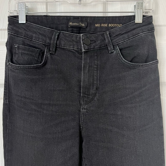 Massimo Dutti Mid Rise Boot Cut Stretchy Fit black denim jeans size 4 - Picture 3 of 7